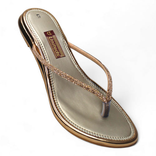 Crystal Glow Thong Women's Sandals – Gold Glitter Flat