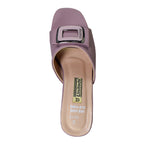 Buckle Block Purple Heels For Women
