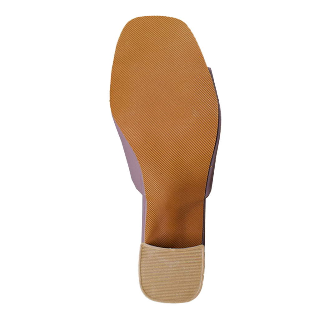 Buckle Block Purple Heels For Women