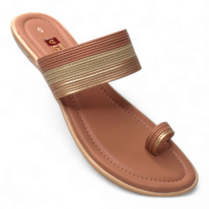 Bliss Toe Loop Peach Flats for Women