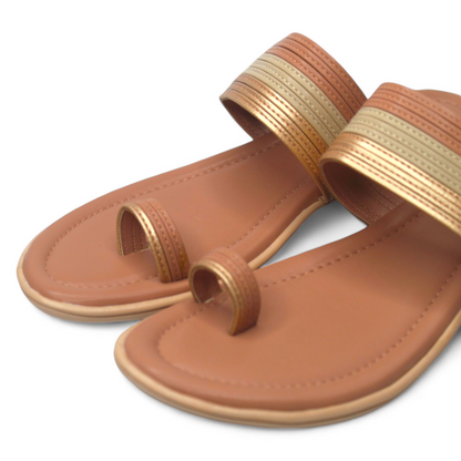 Bliss Toe Loop Peach Flats for Women
