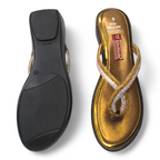 Golden Sparkle Wedge Heels For Women
