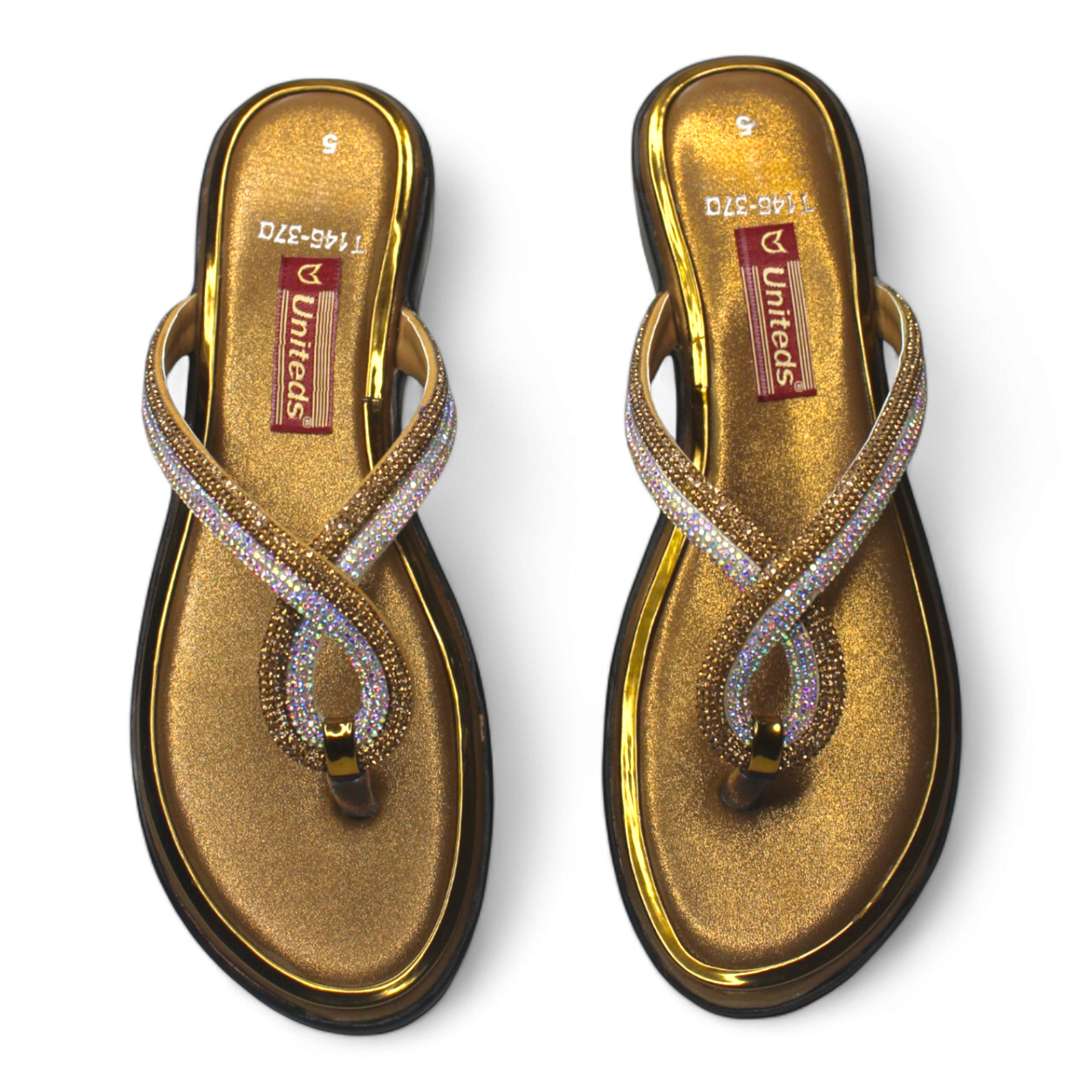 Golden Sparkle Wedge Heels For Women