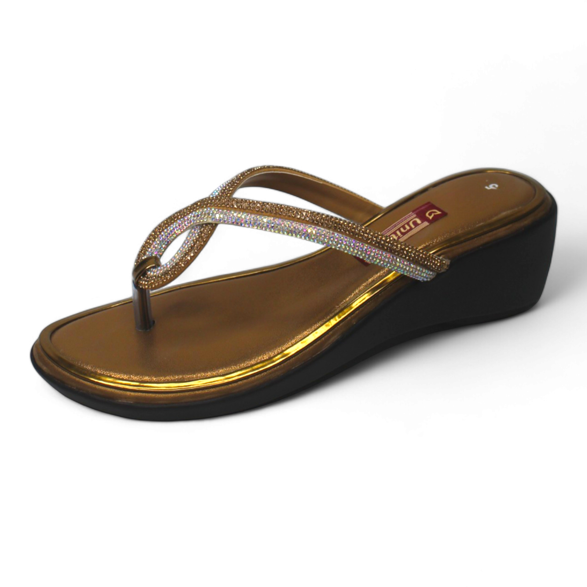 Golden Sparkle Wedge Heels For Women