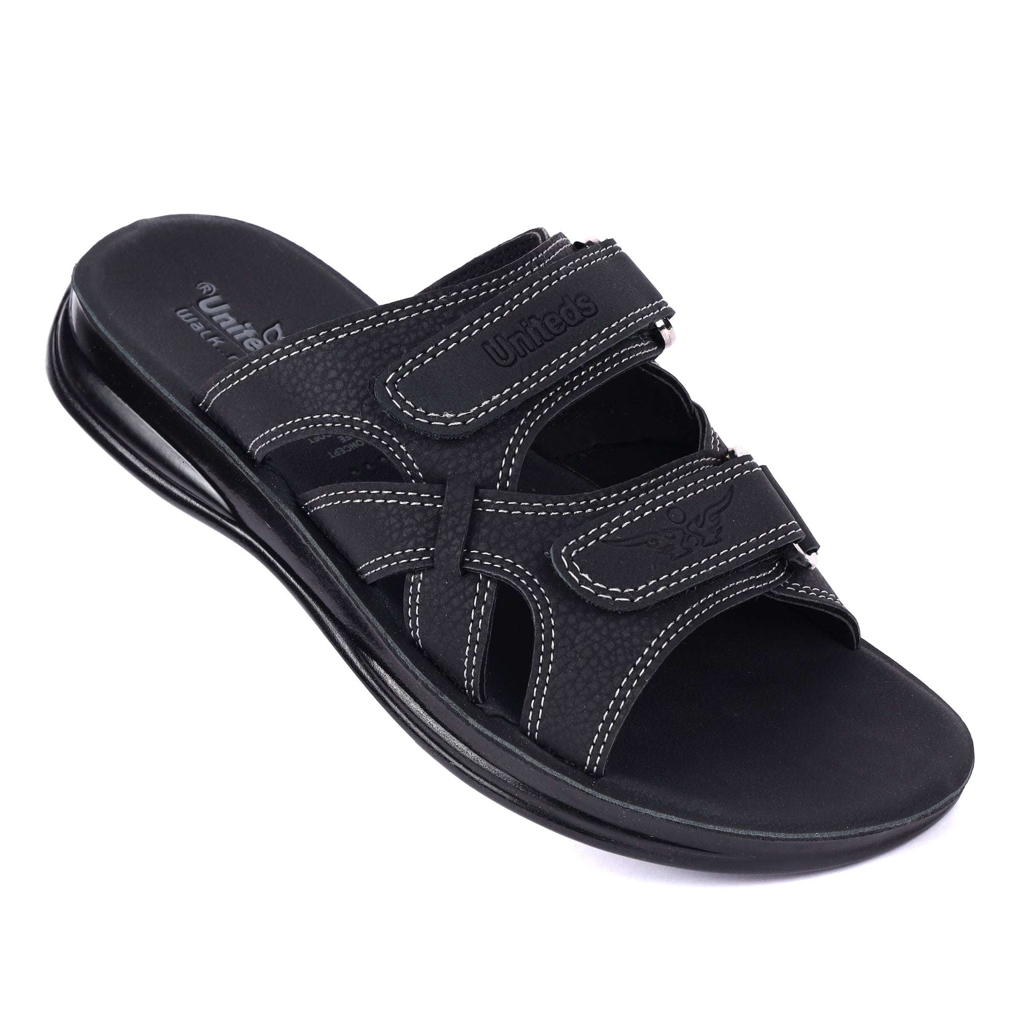 Men's Double-Strap PU Daily Wear Sandals Black
