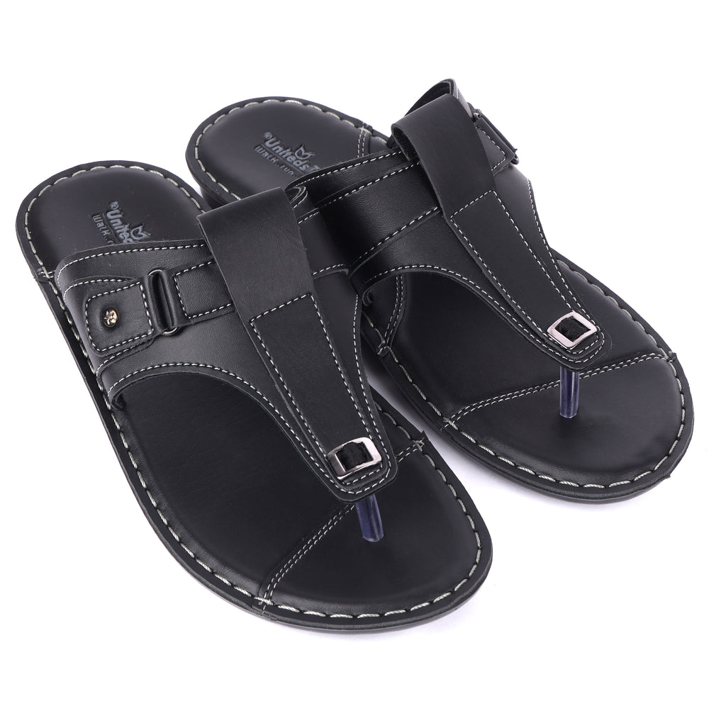 Uniteds men's casual PU sandal in black – side view mens sandals