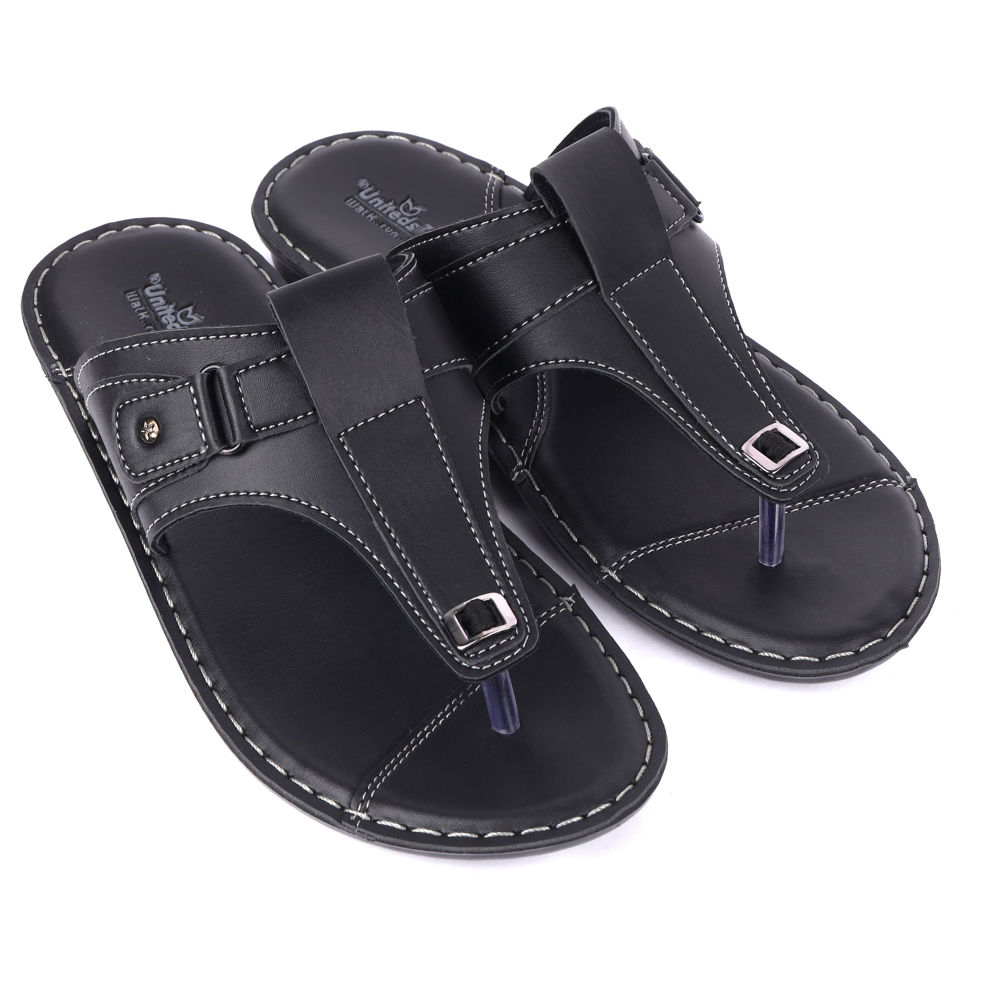 Uniteds men's casual PU sandal in black – side view mens sandals
