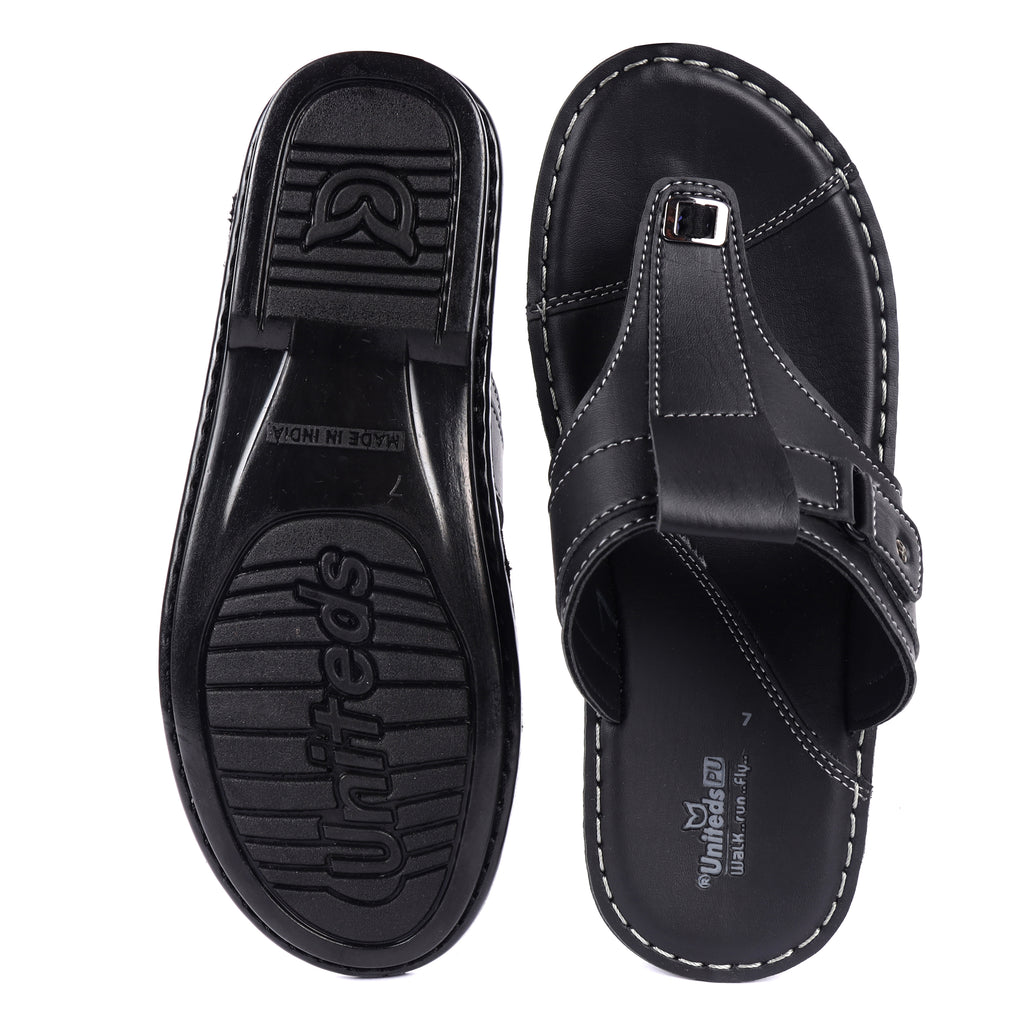 Uniteds men's casual PU sandal in black – front view mens sandals
