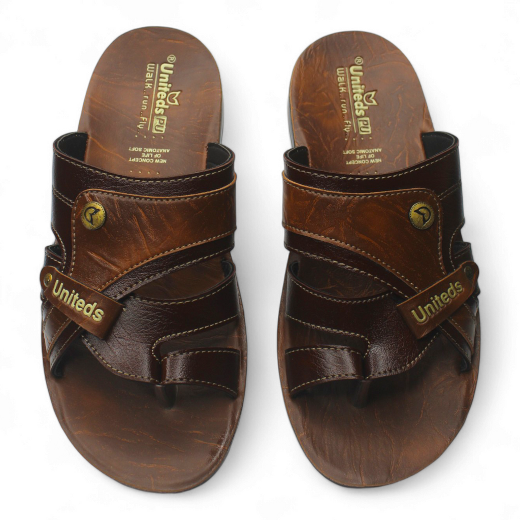 Uniteds men's classic comfort slide sandal in brown – side view mens sandals