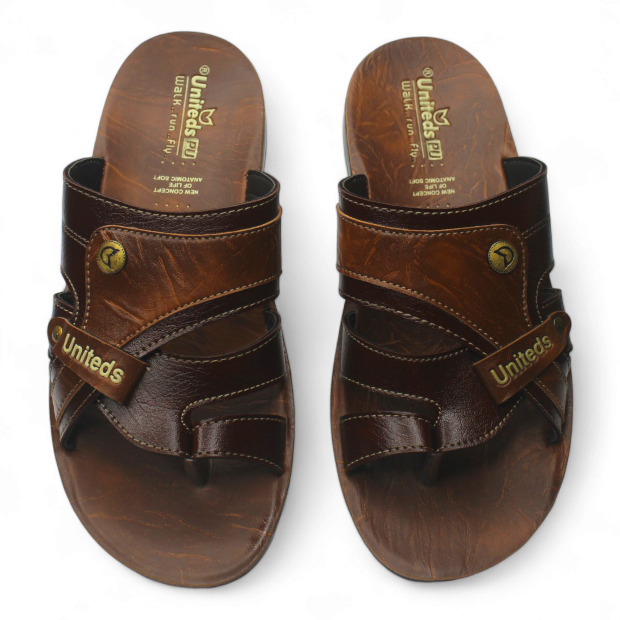 Uniteds men's classic comfort slide sandal in brown – side view mens sandals