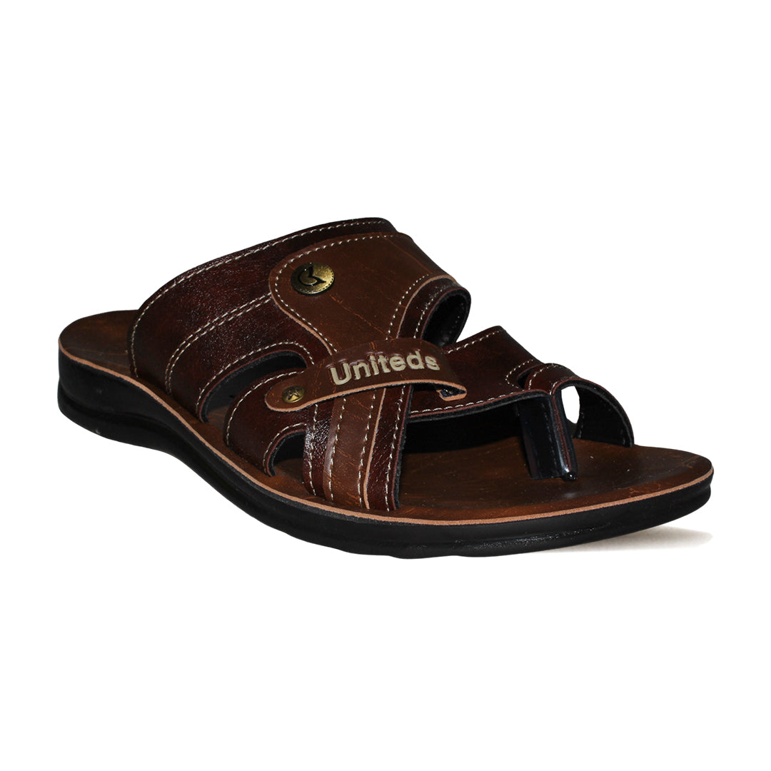 Uniteds men's classic comfort slide sandal in tan – side view mens sandals