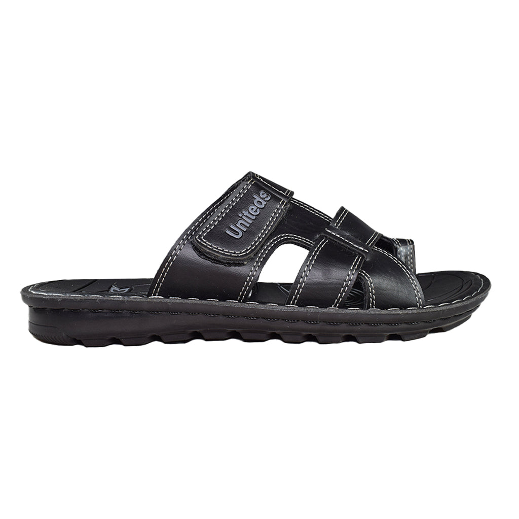 Uniteds men's cross strap slide sandal in black – side view mens sandals