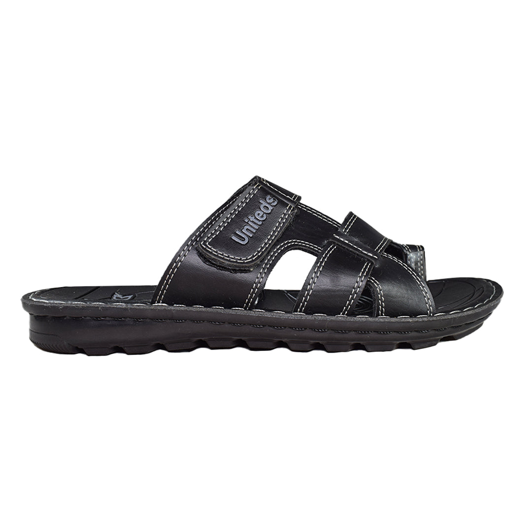 Uniteds men's cross strap slide sandal in black – side view mens sandals
