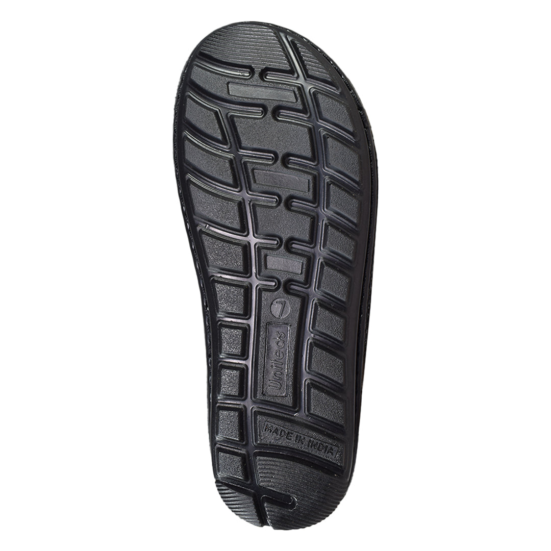Uniteds men's cross strap slide sandal in black – front view mens sandals