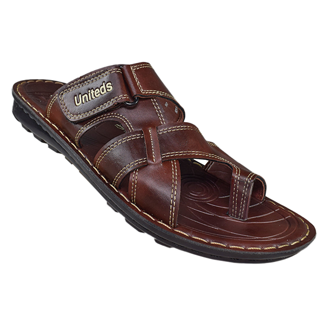 Uniteds men's cross strap slide sandal in dark brown – mens sandals