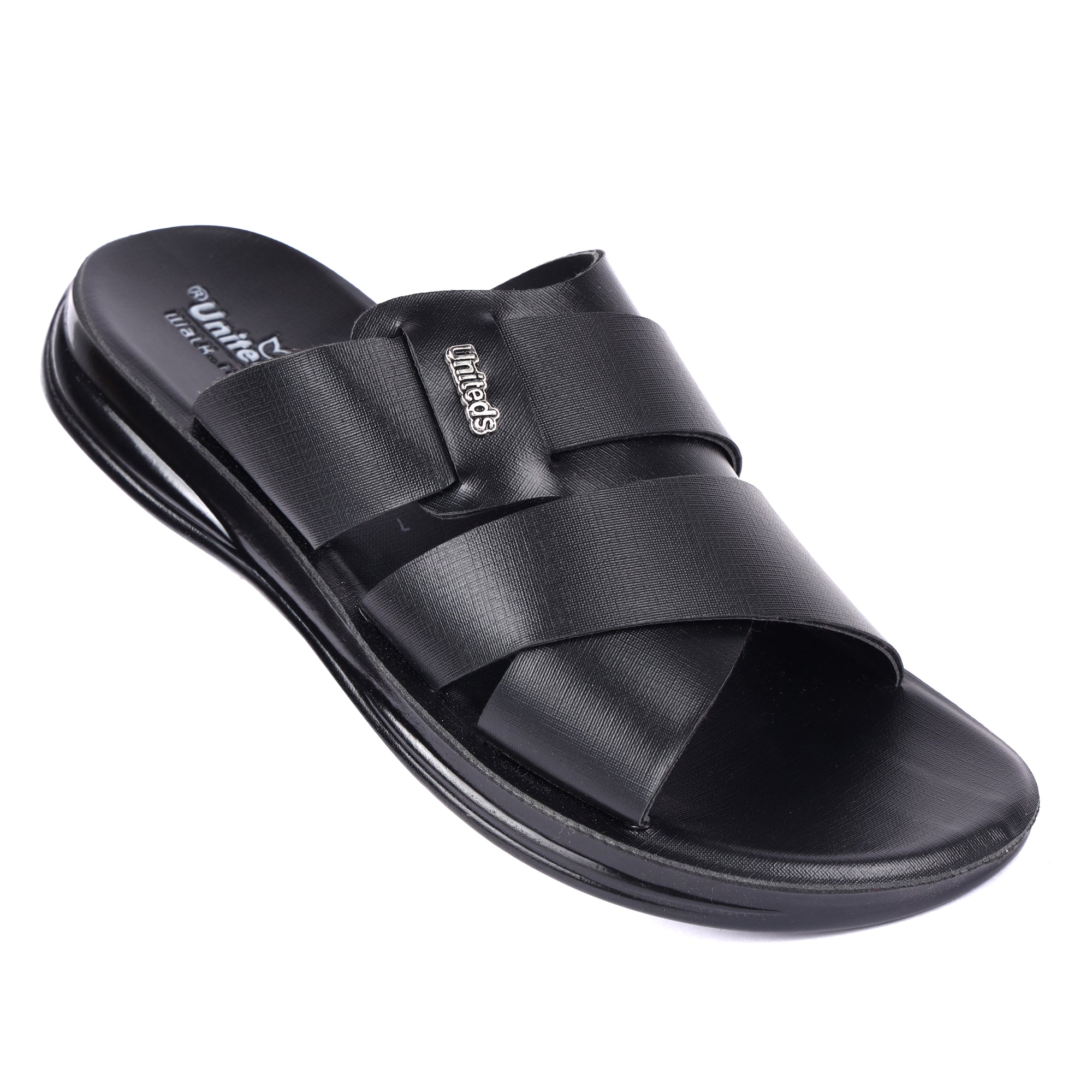 Uniteds men's cushioned PU daily wear sandal in black – mens sandals