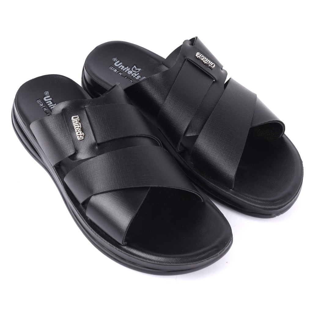 Uniteds men's cushioned PU daily wear sandal in black – side view mens sandals