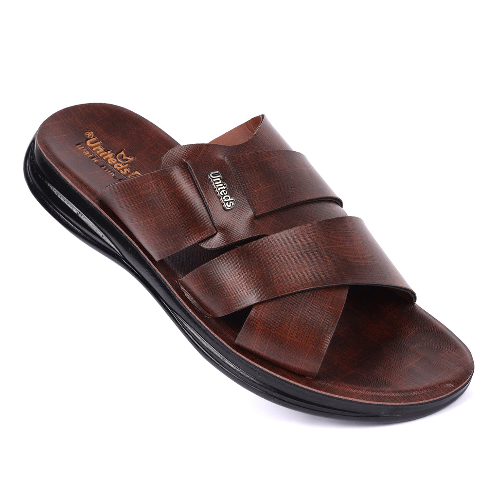 Uniteds men's cushioned PU daily wear sandal in brown – mens sandals