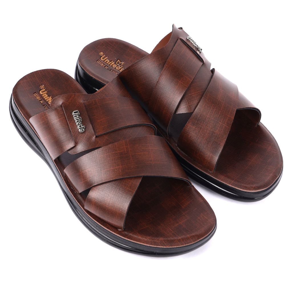 Uniteds men's cushioned PU daily wear sandal in brown – side view mens sandals