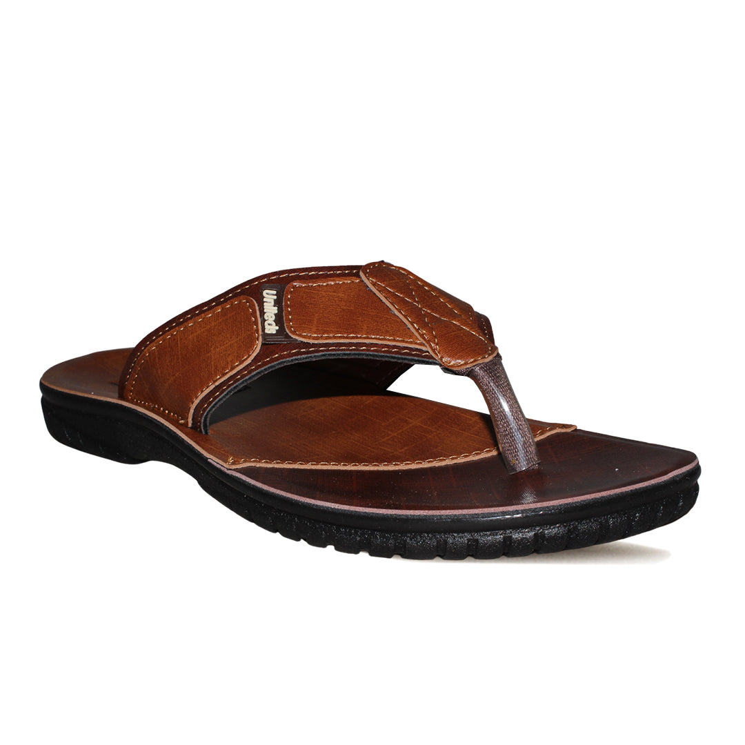 Uniteds men's daily wear comfort sandal in tan – sole view mens sandals
