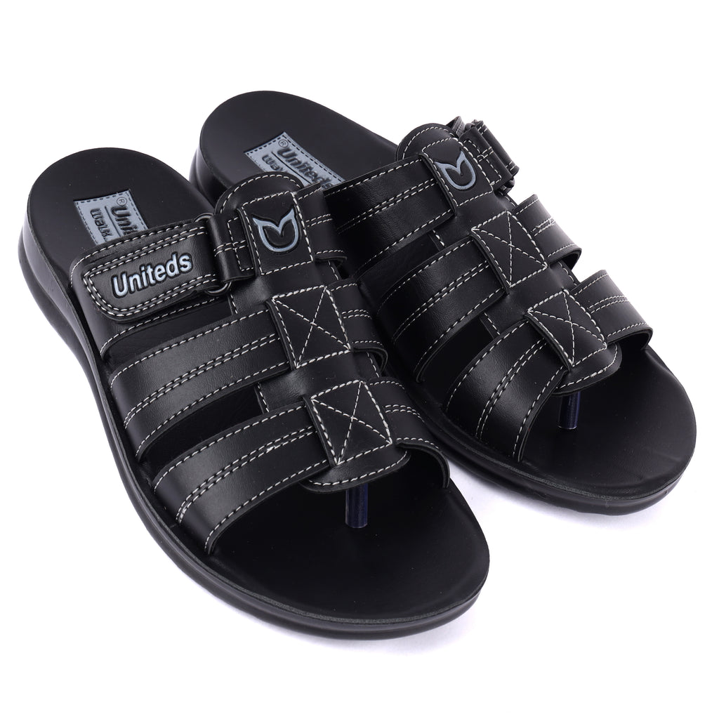 Uniteds men's daily wear office sandal in black – side view mens sandals