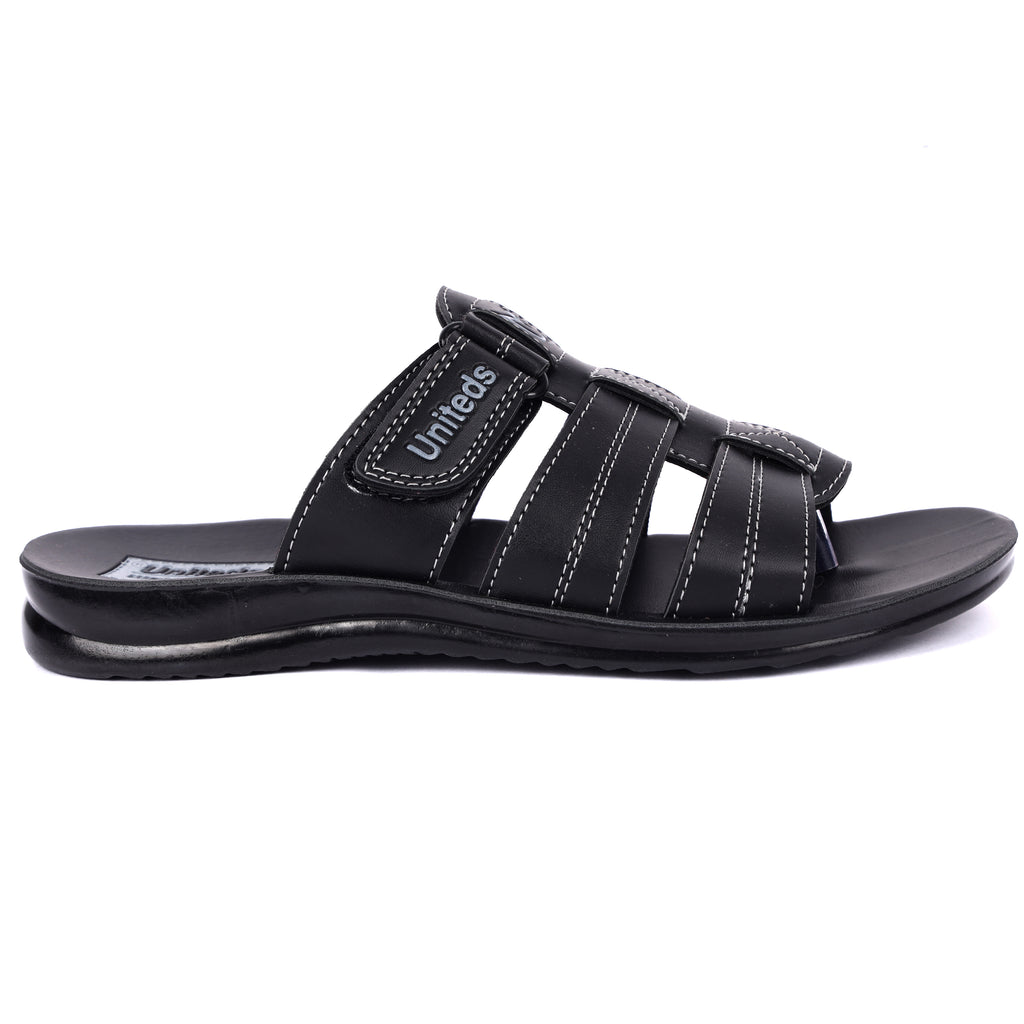 Uniteds men's daily wear office sandal in black – top view mens sandals