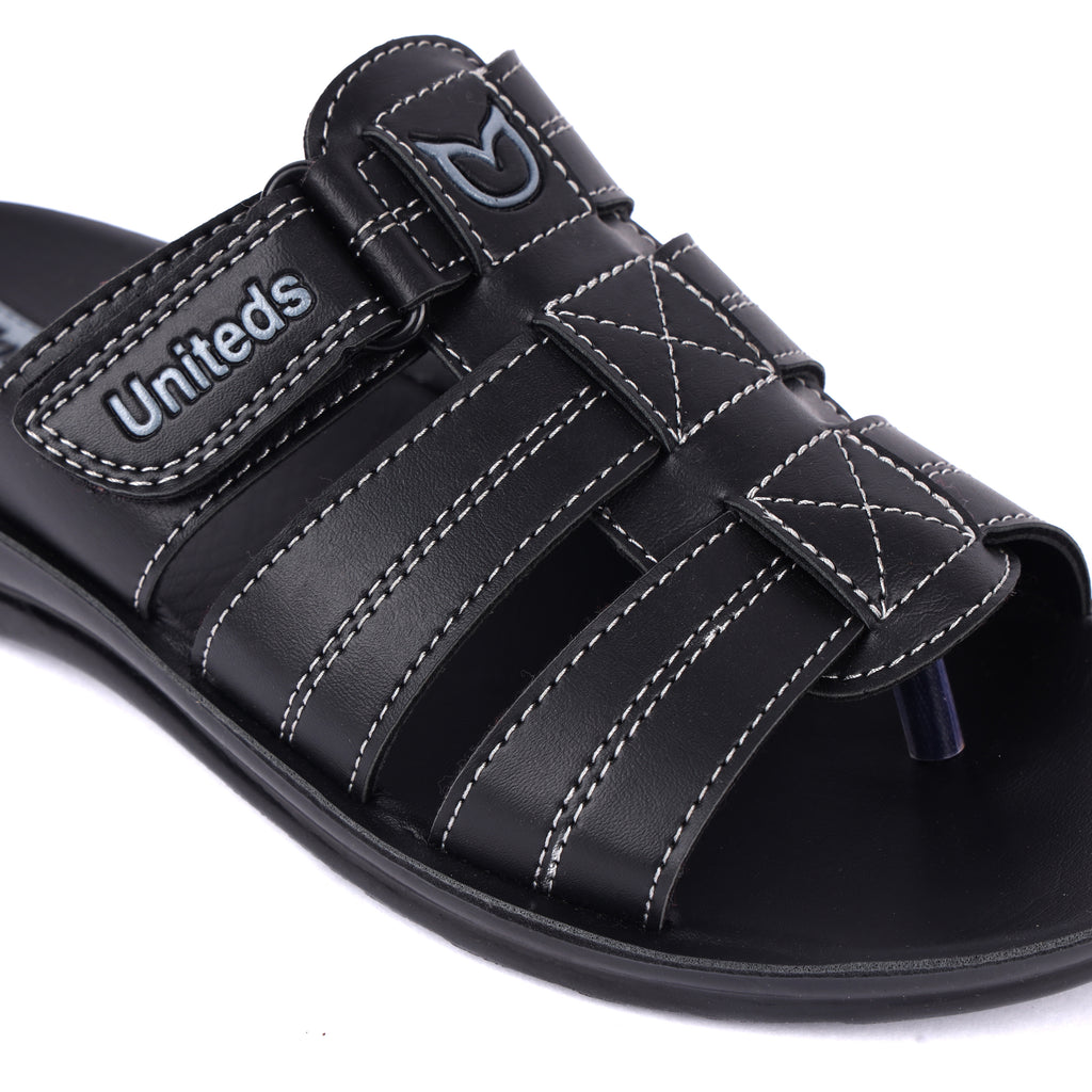 Uniteds men's daily wear office sandal in black – front view mens sandals