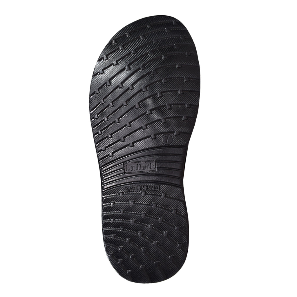 Uniteds men's daily wear office sandal in black – sole view mens sandals