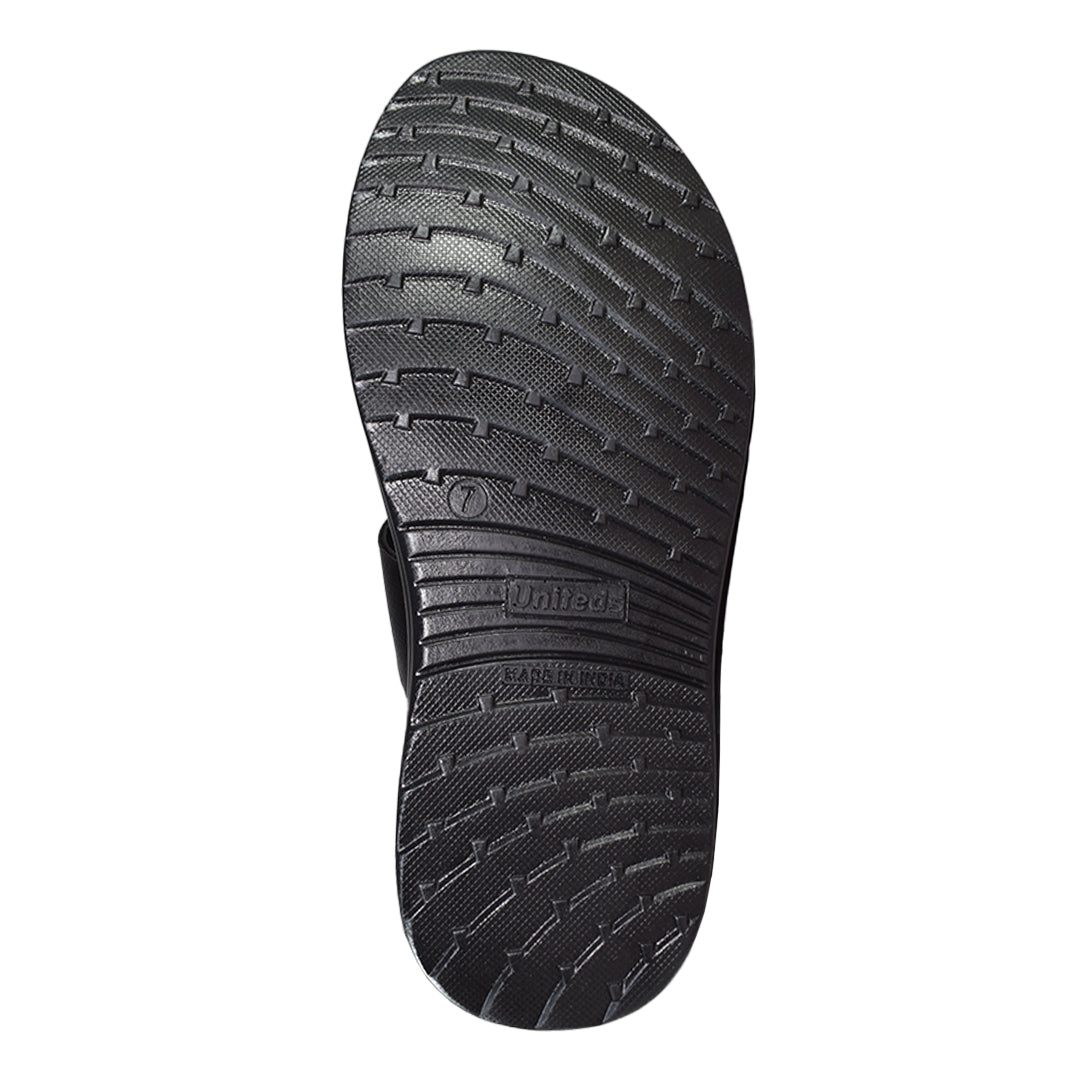 Uniteds men's daily wear office sandal in black – front view mens sandals