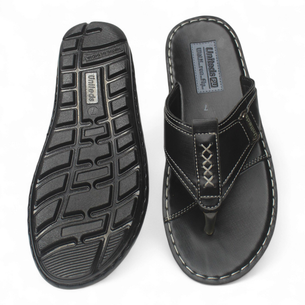 Uniteds men's daily wear PU sandal in black – front view mens sandals