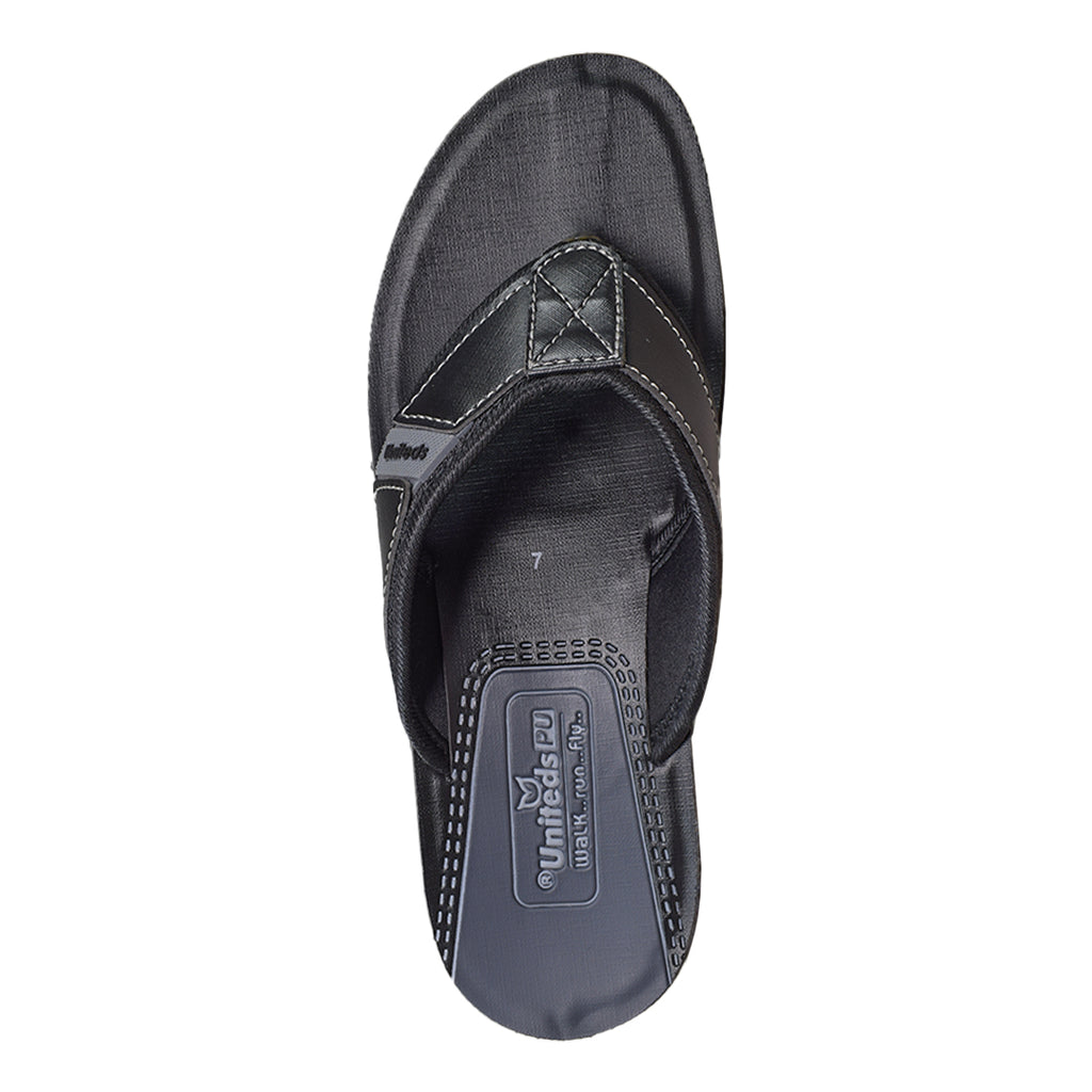 Uniteds men's daily wear sandal in black – sole view mens sandals