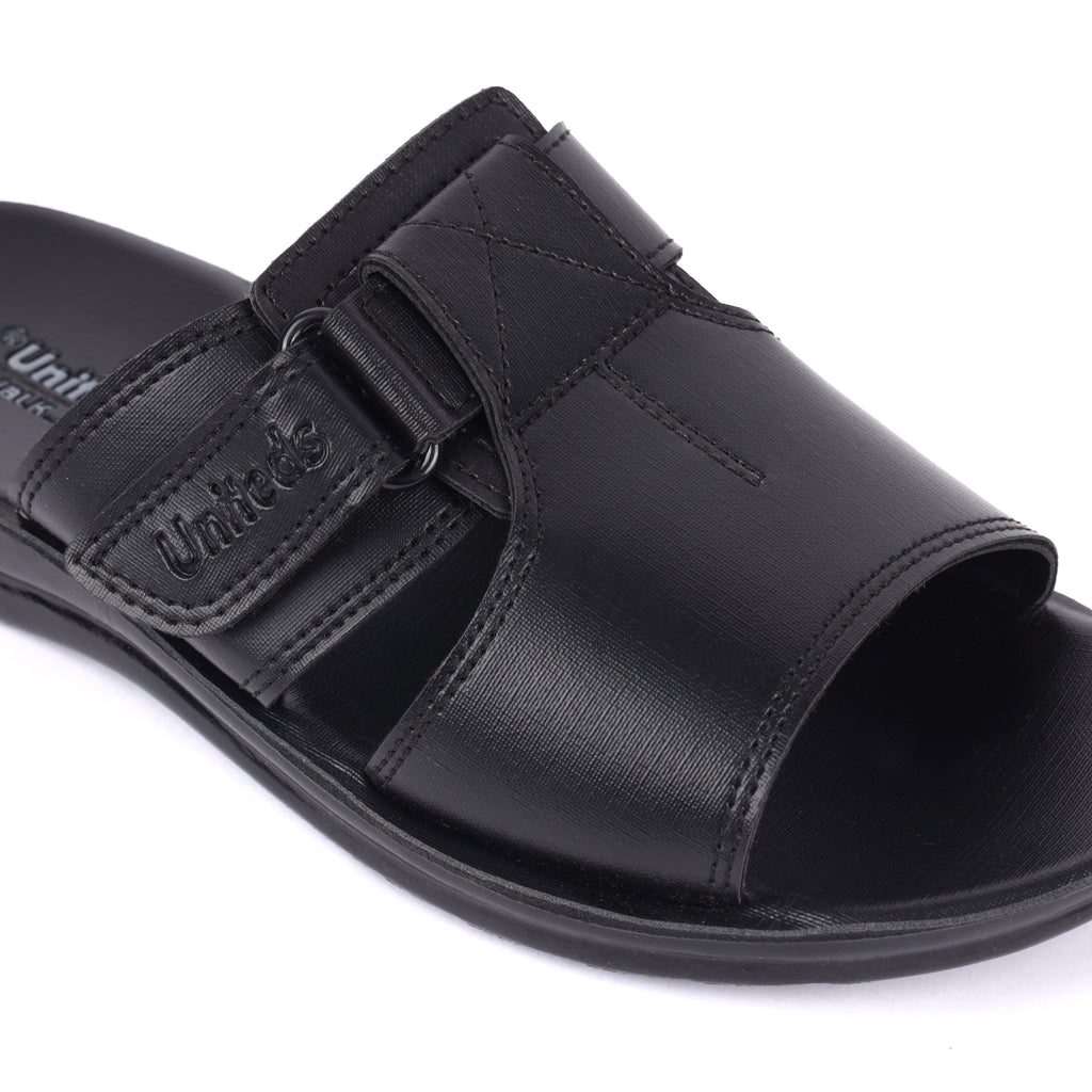 Uniteds men's daily wear PU sandal in black – back view mens sandals