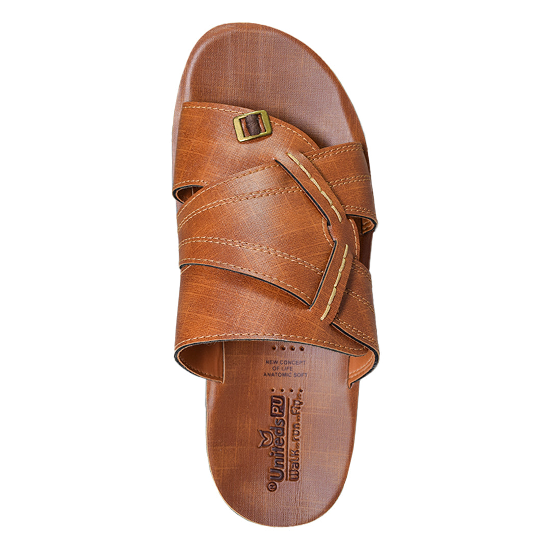 Uniteds men's daily wear sandal in tan – sole view mens sandals