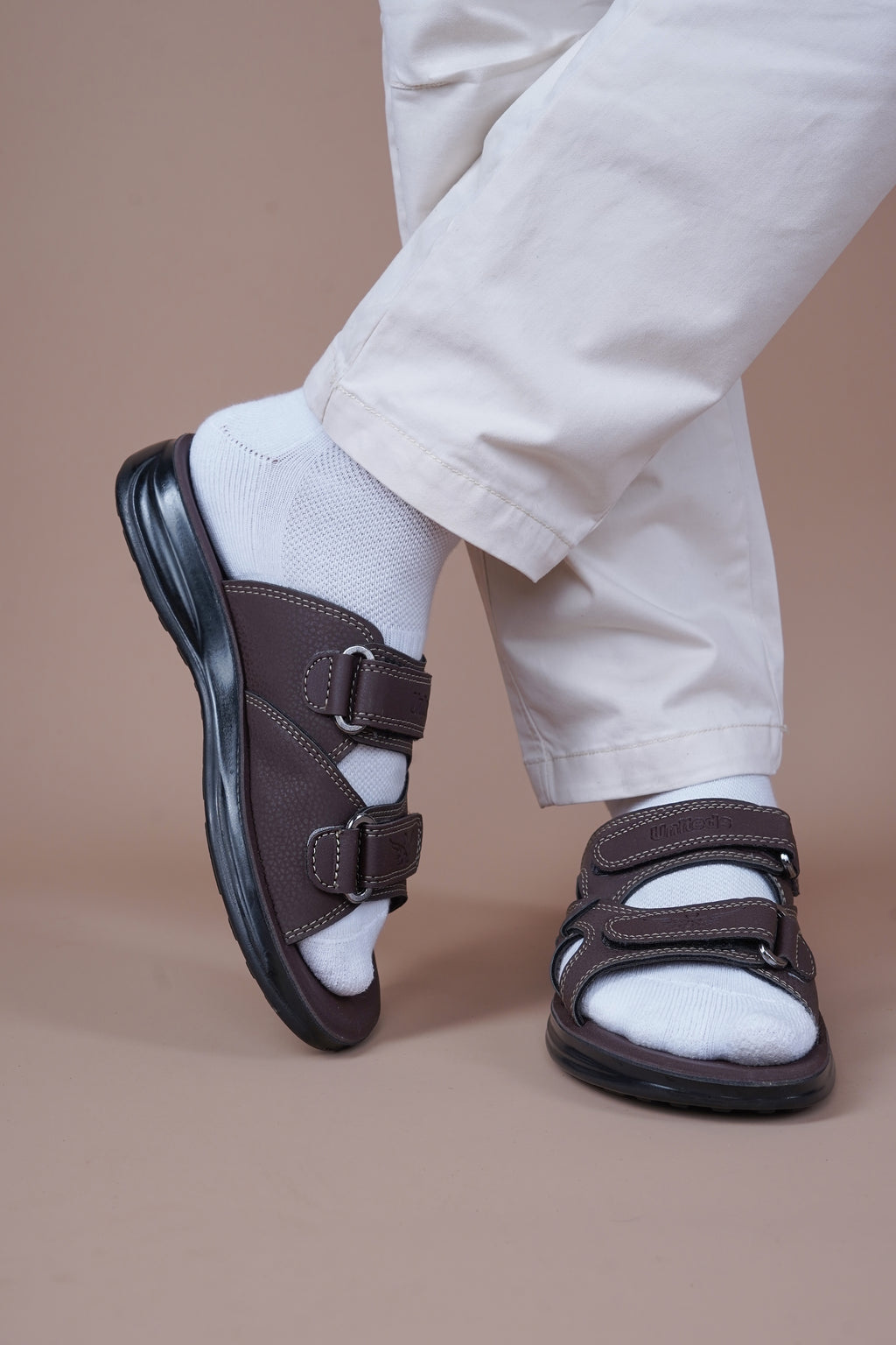 Uniteds men's double-strap PU daily wear sandal in brown – side view mens sandals