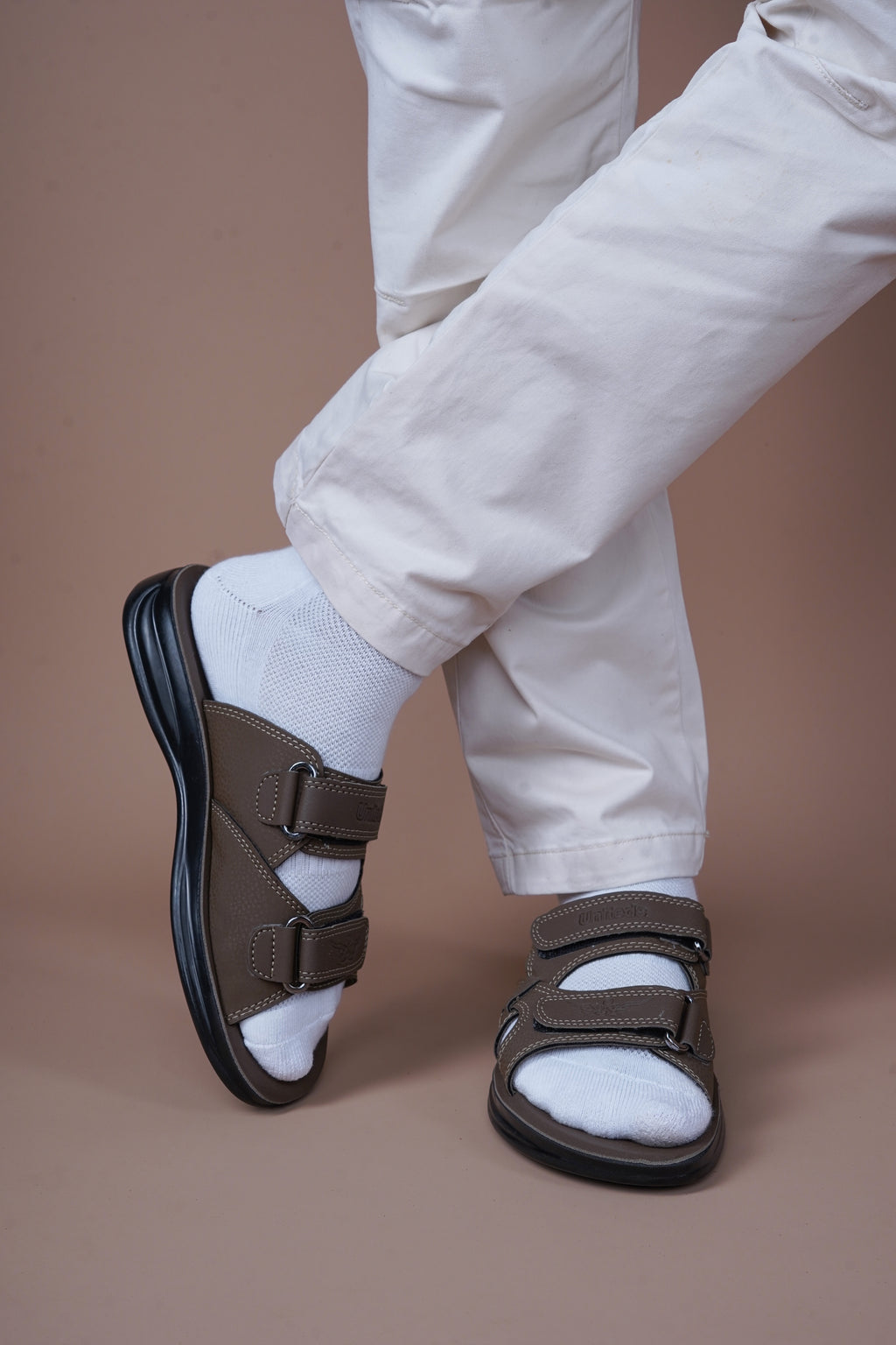 Uniteds men's double-strap PU daily wear sandal in tan – side view mens sandals
