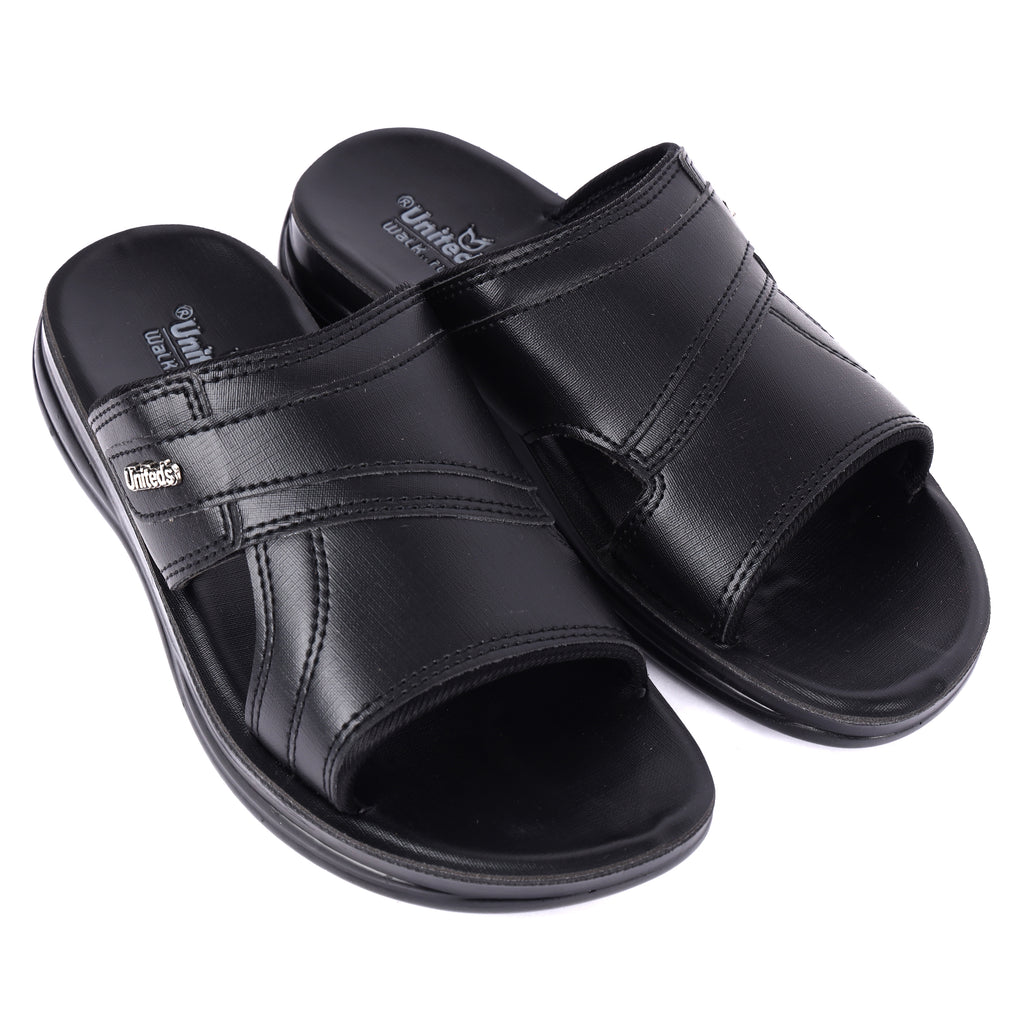 Uniteds men's lightweight PU daily wear sandal in black – side view mens sandals