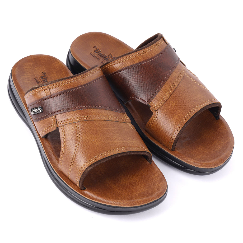 Uniteds men's lightweight PU daily wear sandal in tan – side view mens sandals