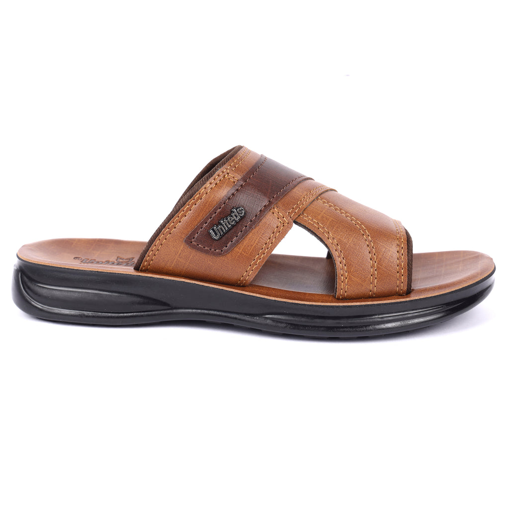 Uniteds men's lightweight PU daily wear sandal in tan – top view mens sandals