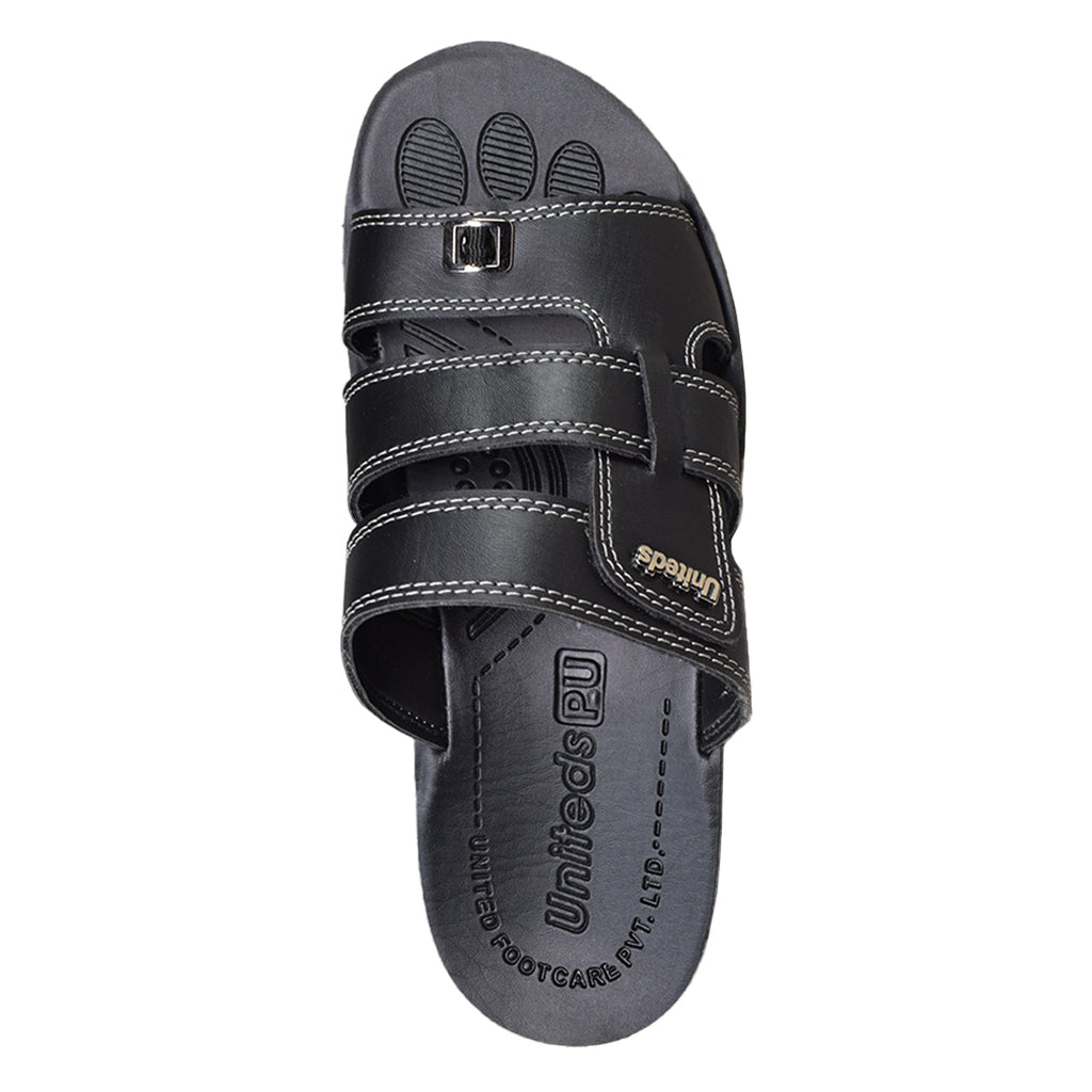 Uniteds men's office daily wear sandal in black – sole view mens sandals