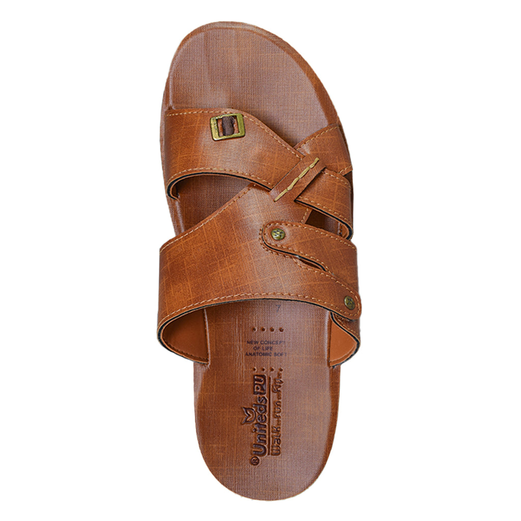 Uniteds men's office daily use sandal in tan – sole view mens sandals