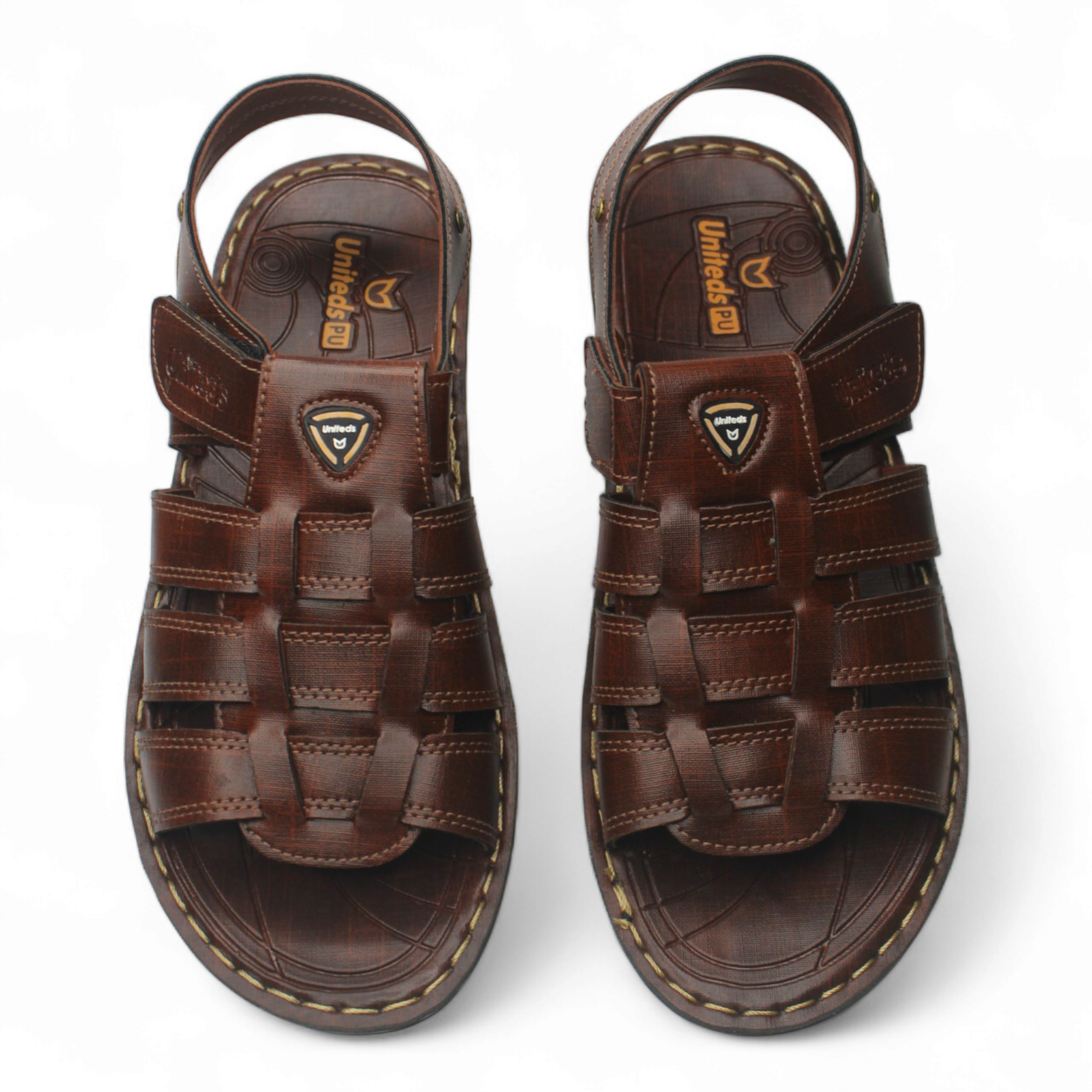 Uniteds men's office wear PU sandal in black – top view mens sandals