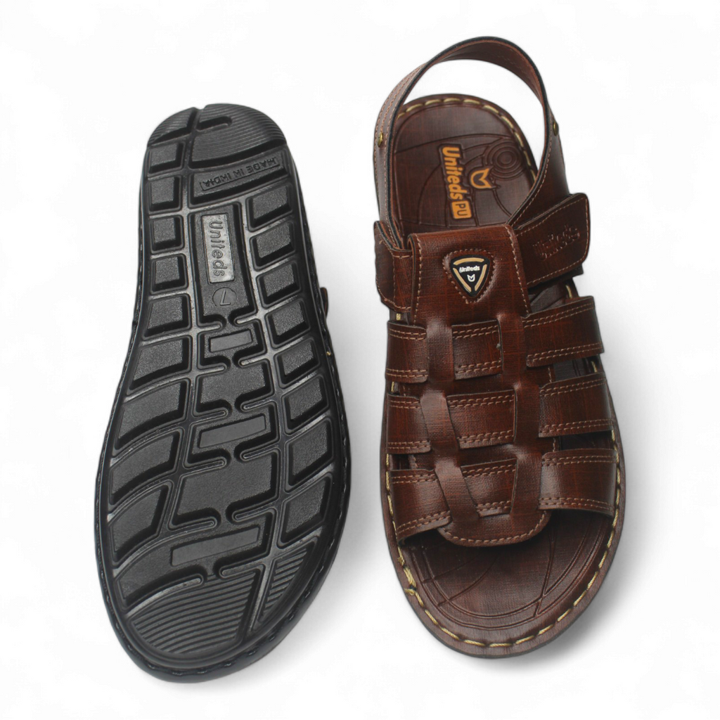 Uniteds men's office wear PU sandal in black – front view mens sandals