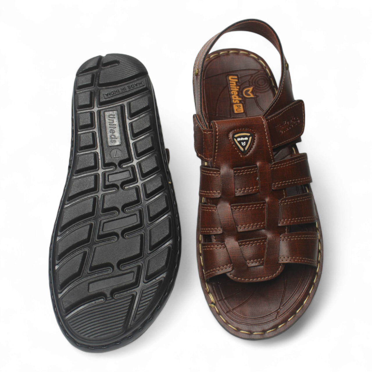 Uniteds men's office wear PU sandal in black – front view mens sandals