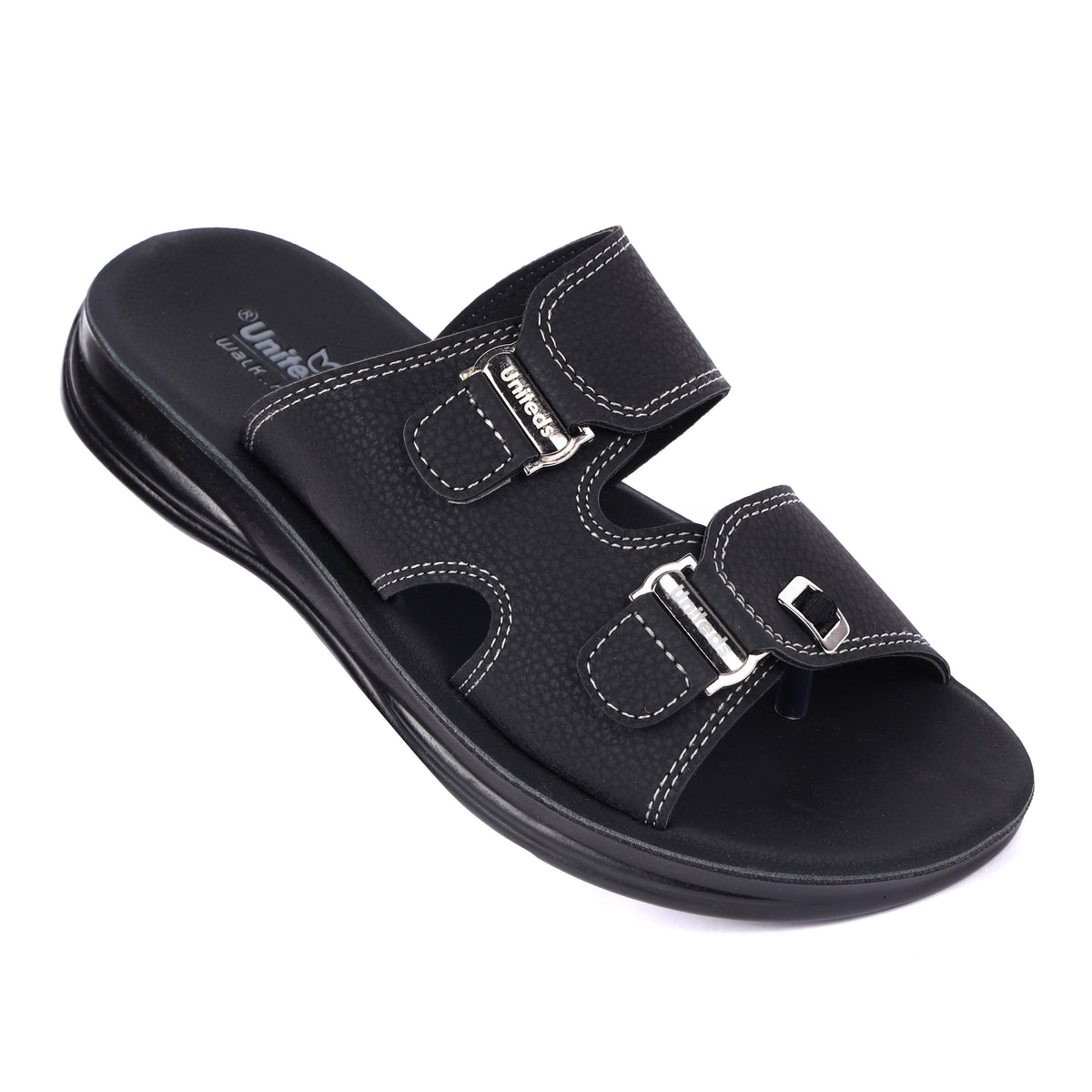 Uniteds Men's PU Office Wear Sandals in black, closed-strap design for the Indian office