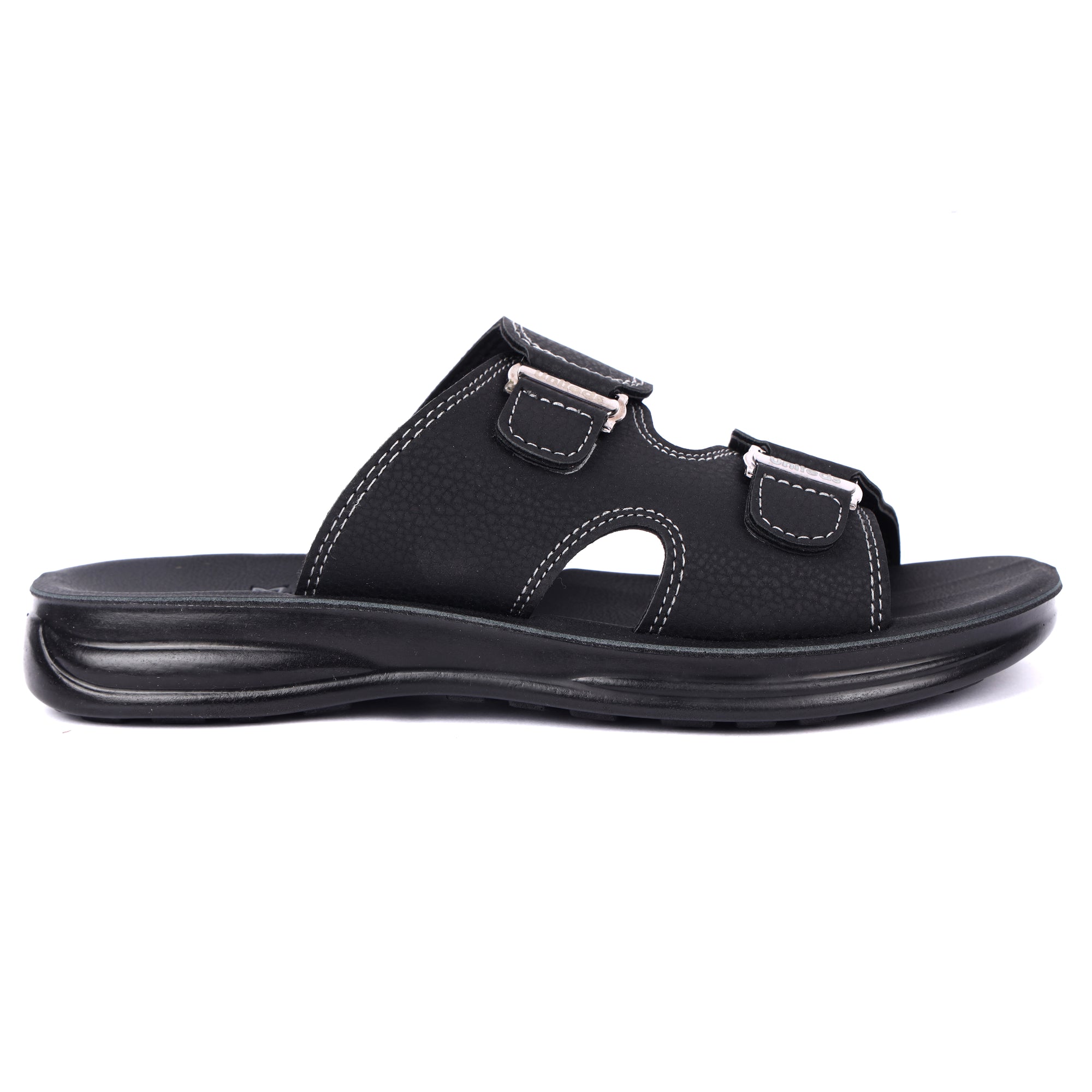 Uniteds men's PU office wear sandal in black – top view mens sandals