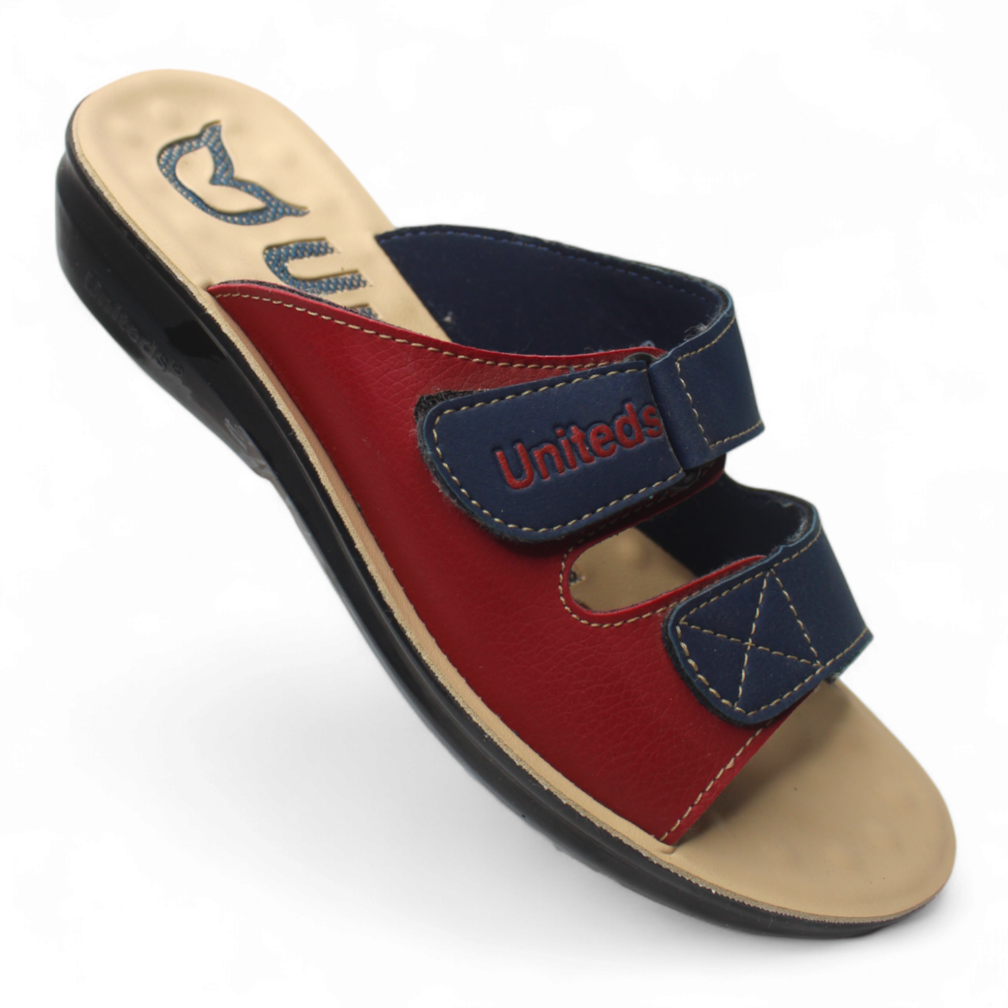 Uniteds women's daily wear flat sandal in blue red – PU sole women's sandals