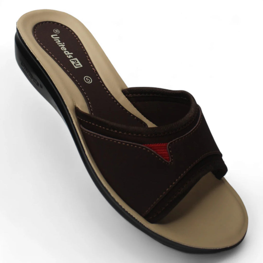 Uniteds women's flat slide sandal in brown – women's flat sandals