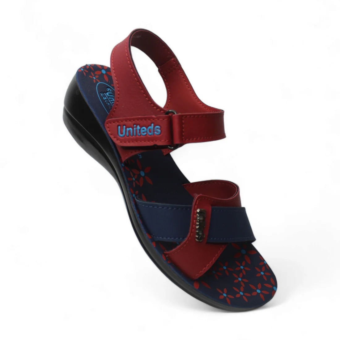 Uniteds women's printed ankle strap sandal in red blue – women's casual sandals